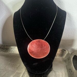Culture Mix Red Resin Disc Pendant Necklace - European Brand Jewelry